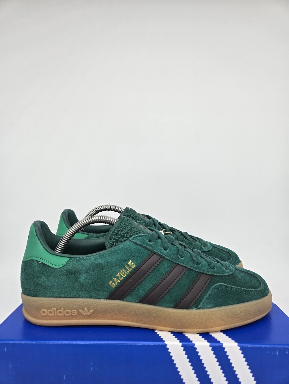 adidas Gazelle Indoor J Collegiate Green Aurora Coffee Shoes Size 6.5 - Picture 3 of 8